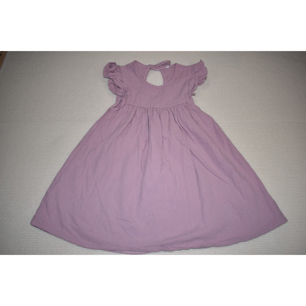 Toddler Dress Light Purple Flutter Sleeves Keyhole Tie-Back